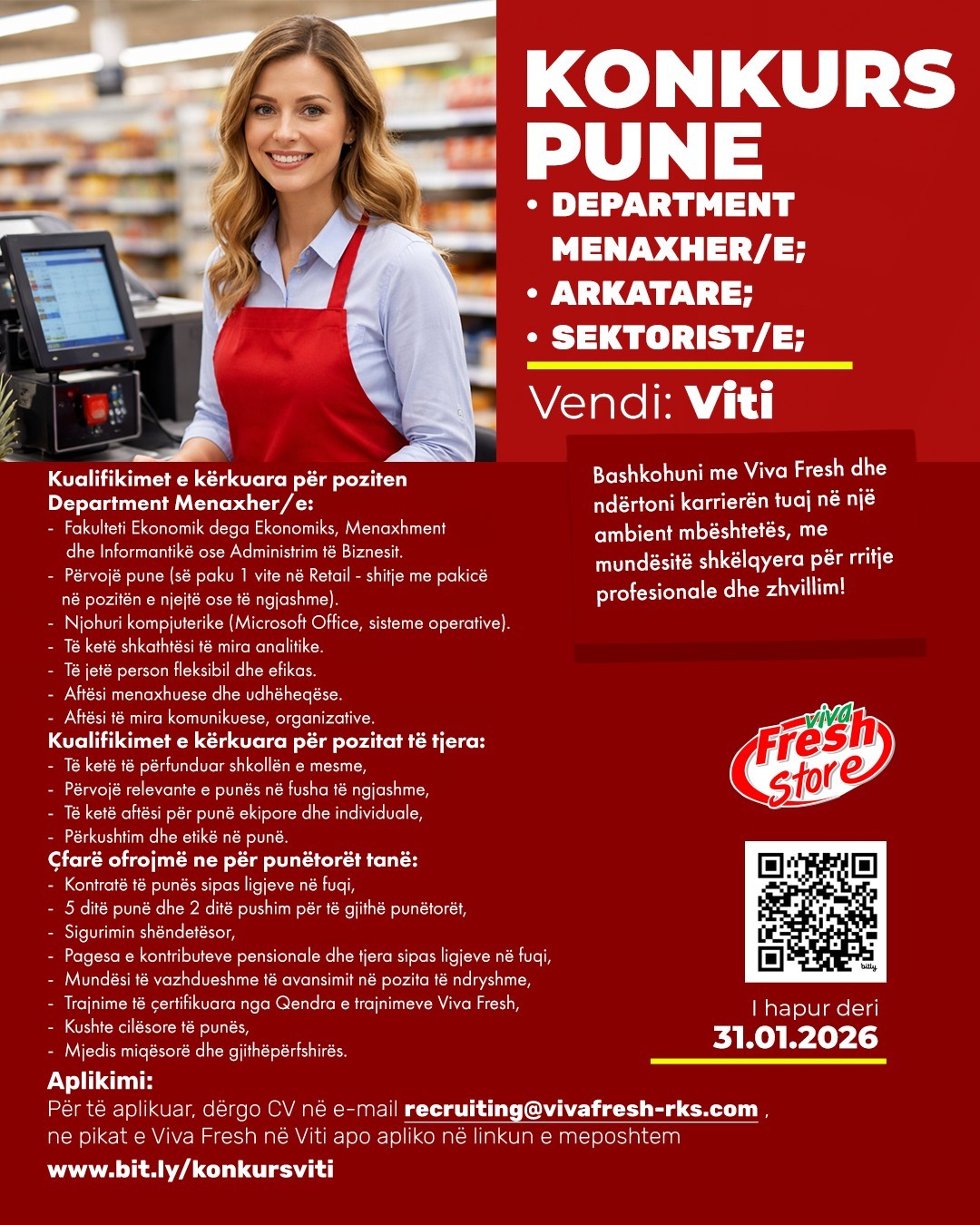 Department Menaxher/e, Arkatar/e, Sektorist/e - Viti